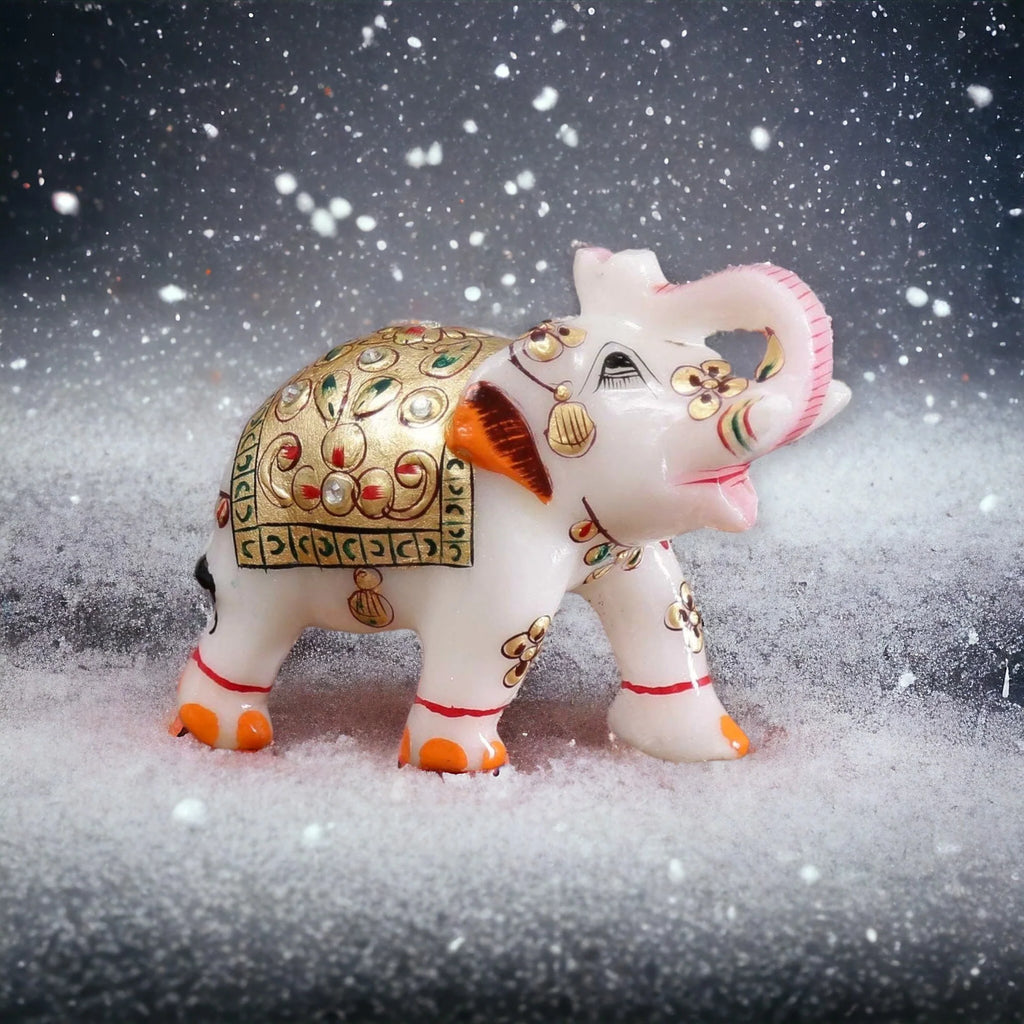 White Marble Elephant Statue Home Decor pair