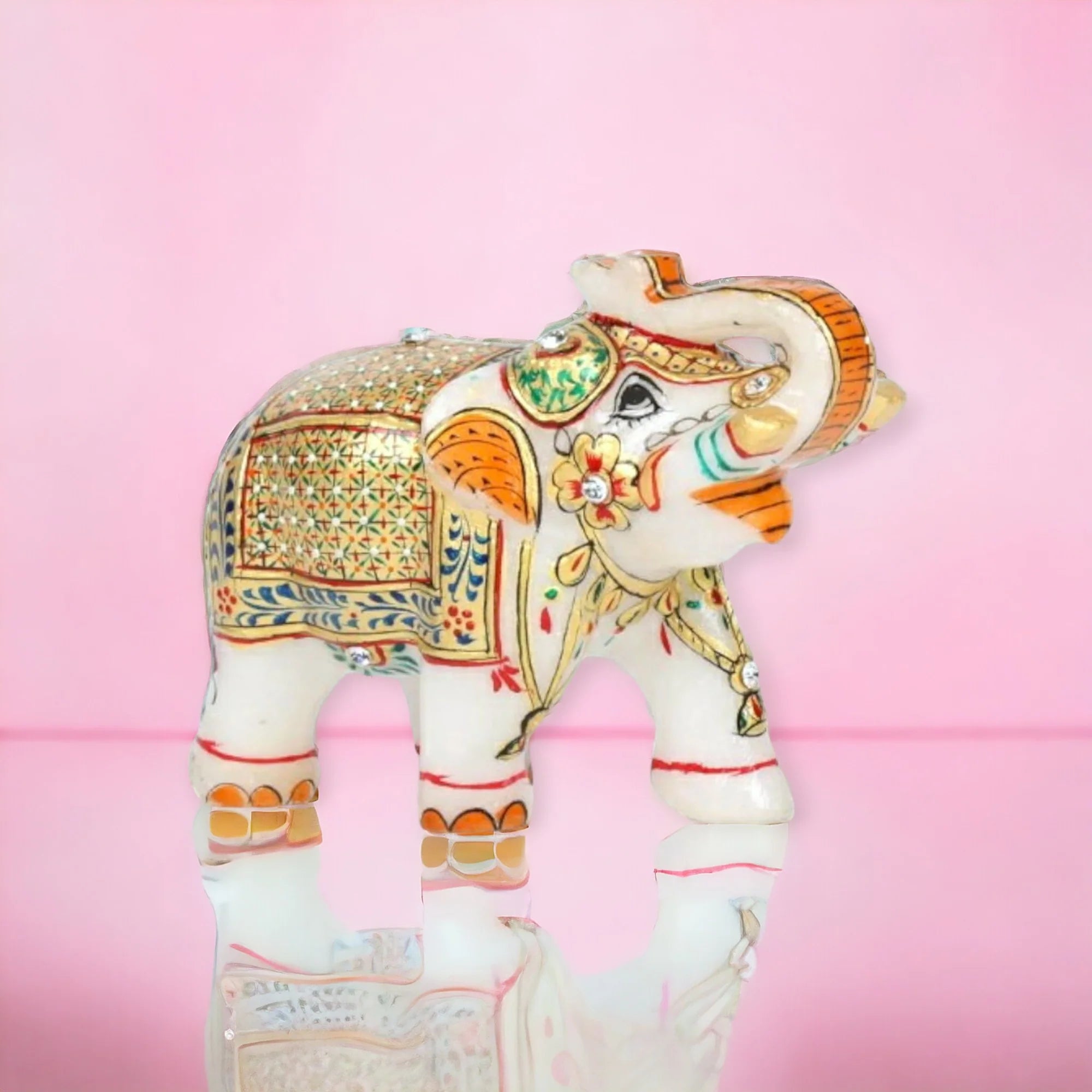 White Marble Elephant Statue Home Decor pair Secondary image