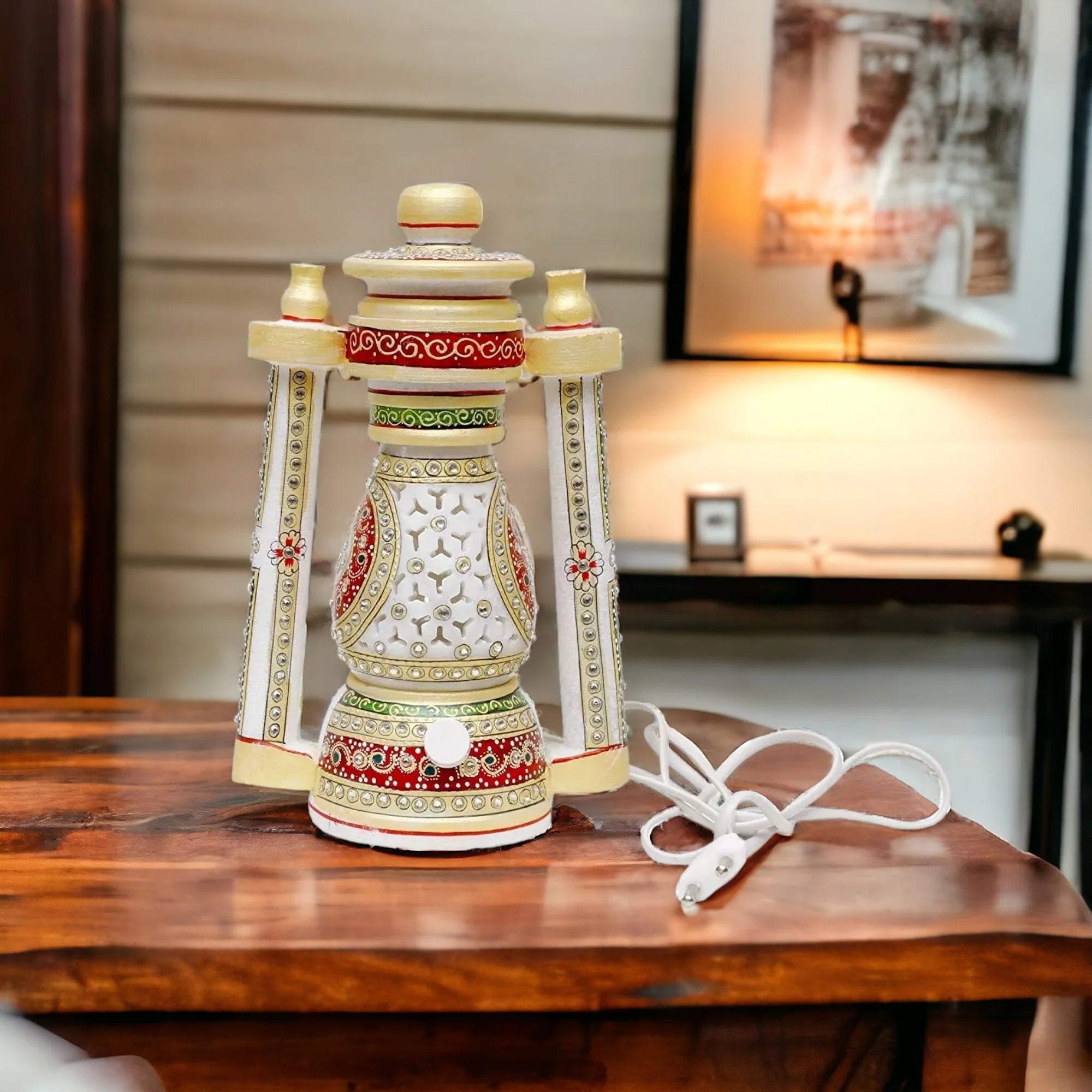 Beautiful Traditional Painting Hanging Lalten/lantern with electronic holder