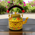 Aluminum Painted Tea Kettle With Cheerful Floral Design