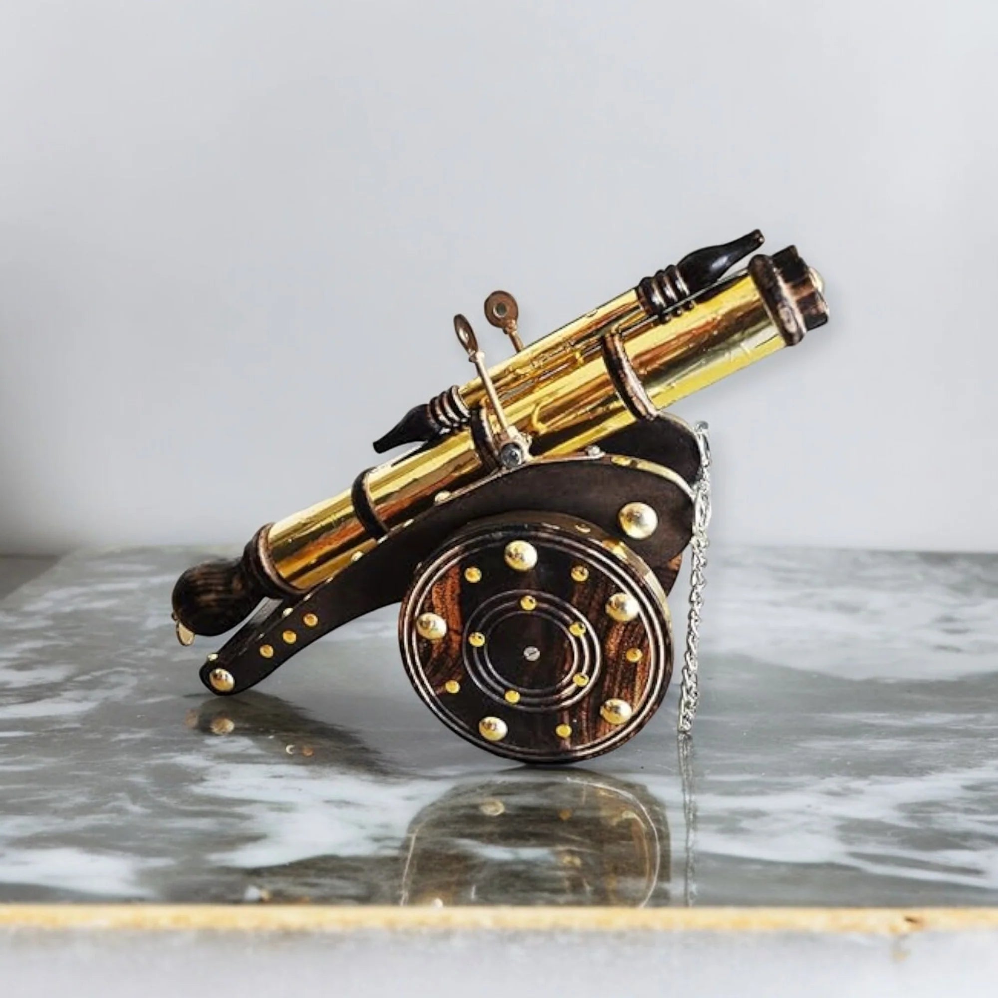 Wooden Cannon With Brass Accents Secondary image