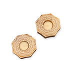 Wooden Tealight Candle Holders With Floral Motif Set of 2