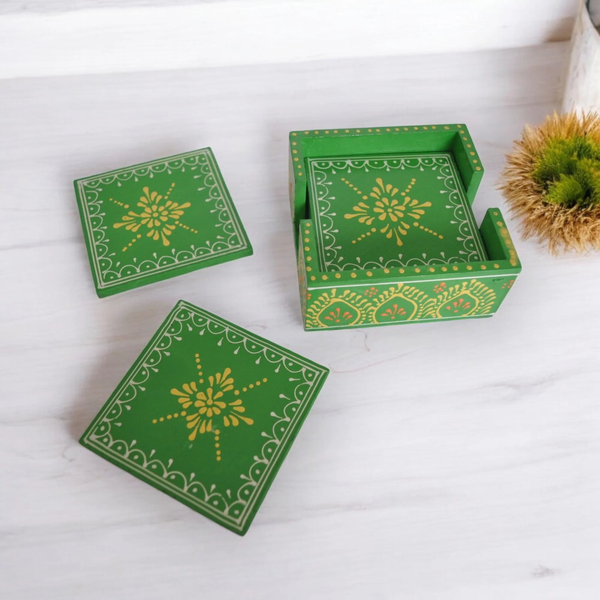Wooden Green Tea Coaster Set Of 6 Secondary image