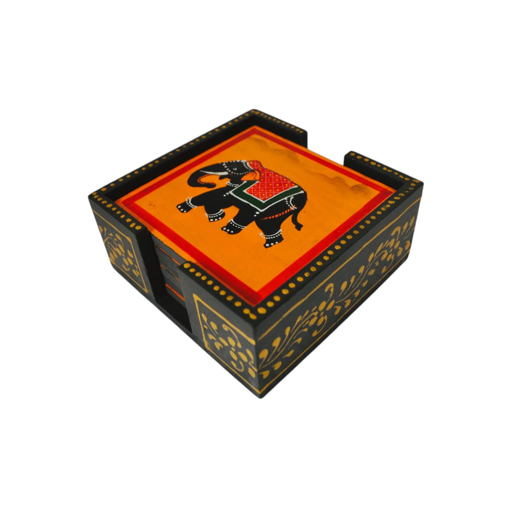 Elephant Hand Painted Tea Coasters Set Of 6 Pcs Secondary image