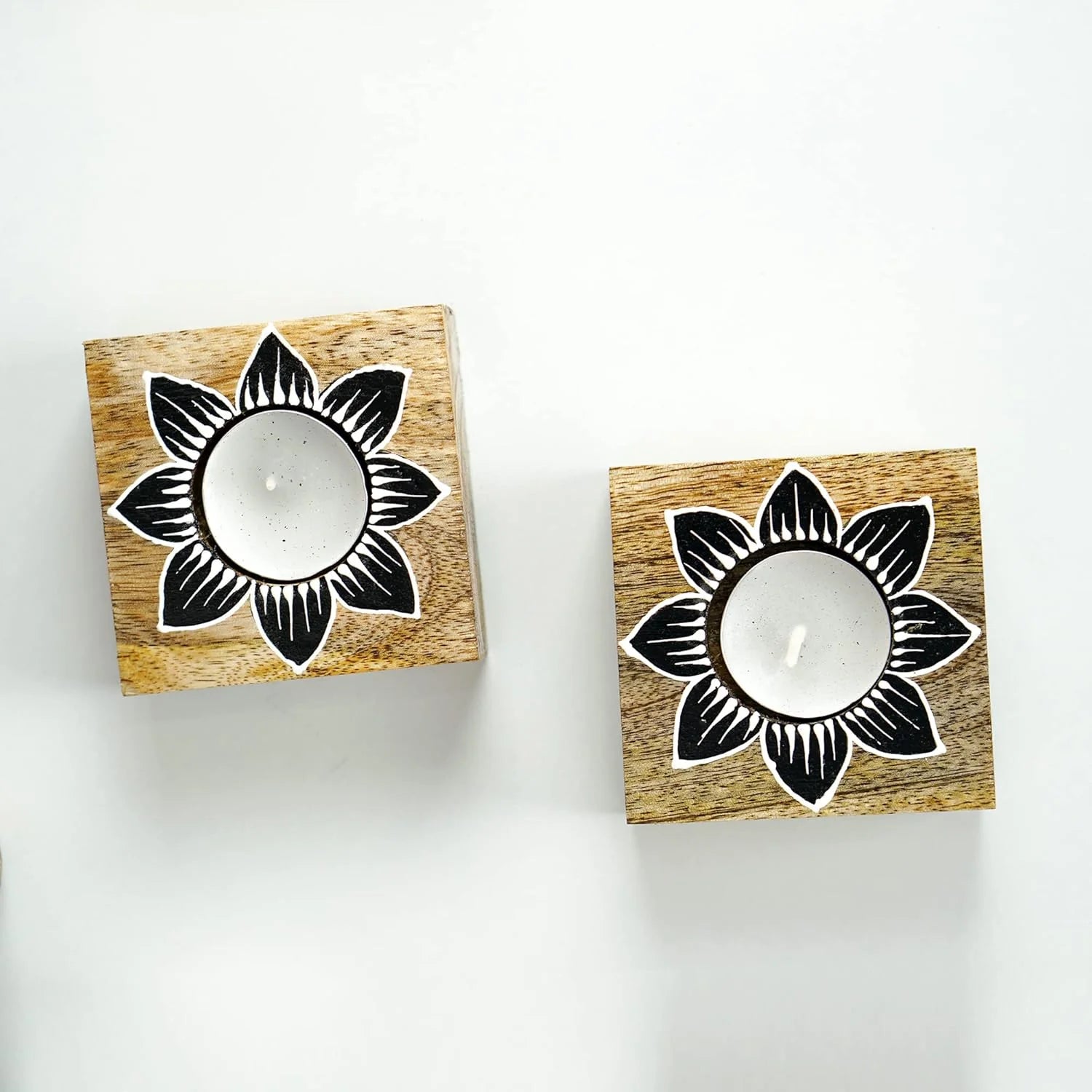 Wooden Tea-Light Holder for Decoration set of two pc Secondary image