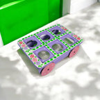 Hand Painted Aluminum Flower Tea Kettle With Wooden Trolley Glass Set