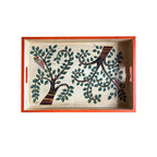 Wooden Hand Painted Serving Tray With Tree Design