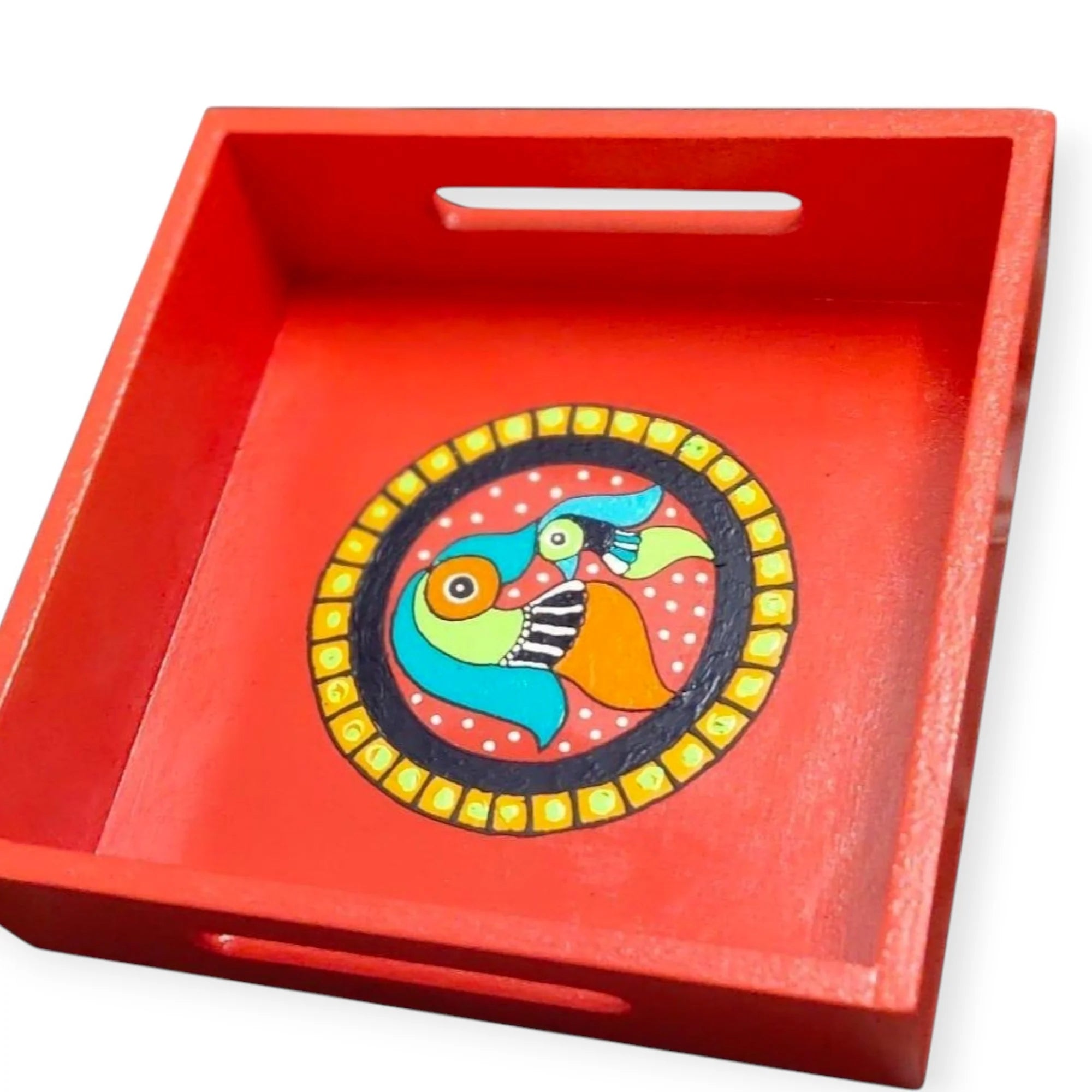 Wooden Hand Painted Serving Tray - Bird Design Secondary image
