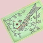 Wooden Hand Painted Serving Tray Bird Design