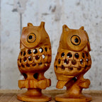 Wooden Carving Undercut Owl Statue