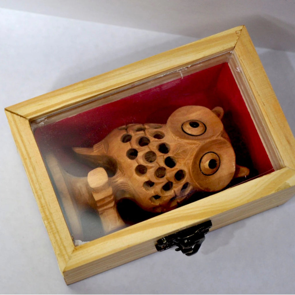 Wooden Carving Undercut Owl Statue