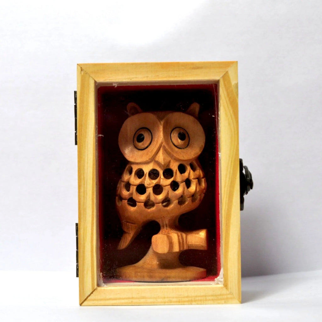 Wooden Carving Undercut Owl Statue
