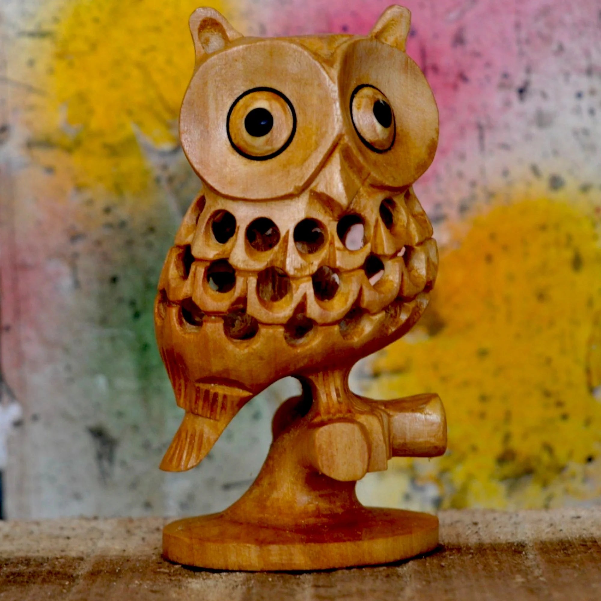 Wooden Carving Undercut Owl Statue Main image