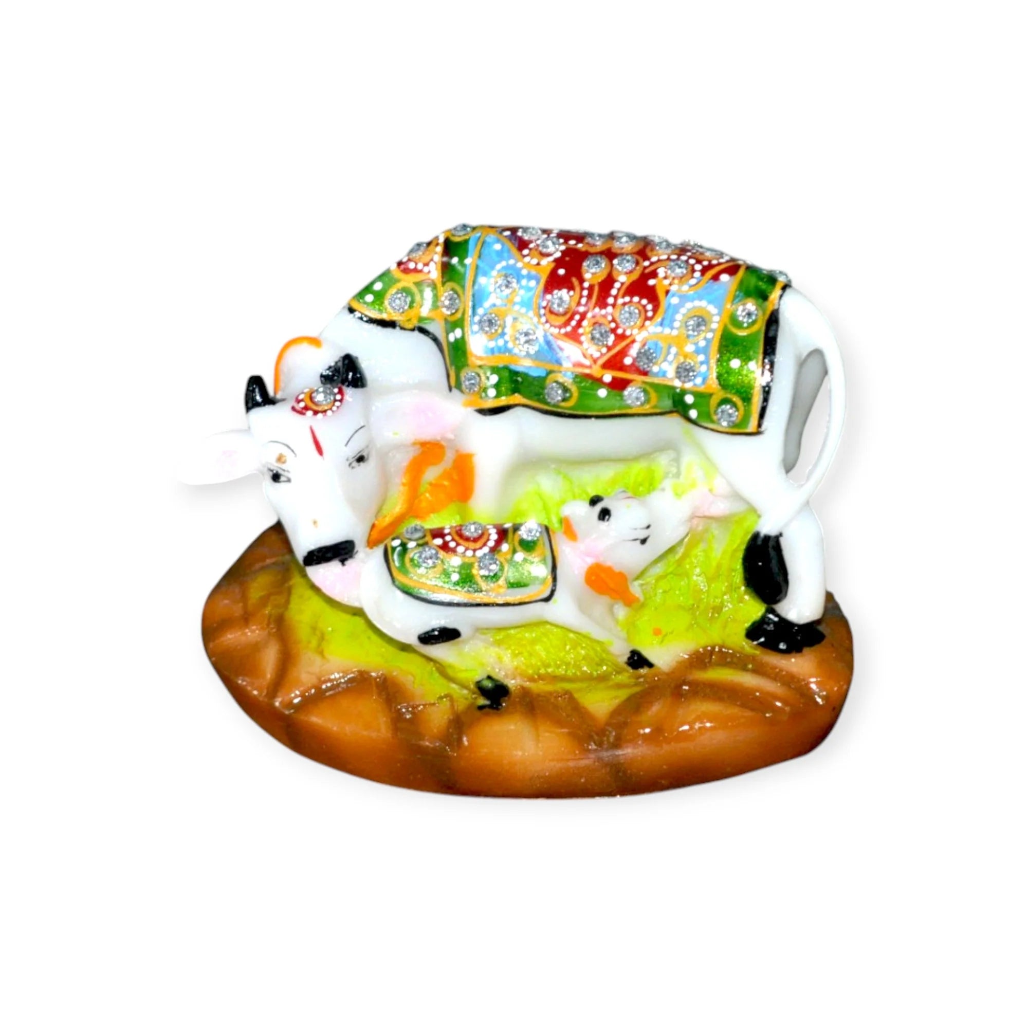 Marble Kamdhenu Idol Cow With Calf Statue Secondary image