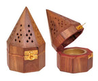 Wooden Dhoop Dani Stand Round Shape Box set of 2 Pc