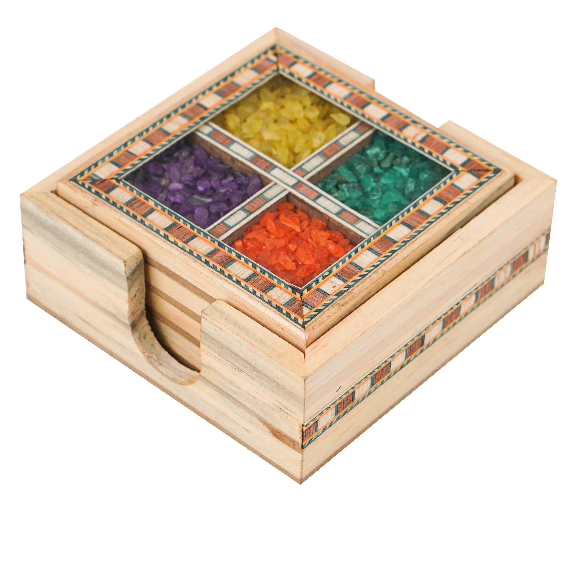 Wooden Gemstone Pine Coaster Set Secondary image