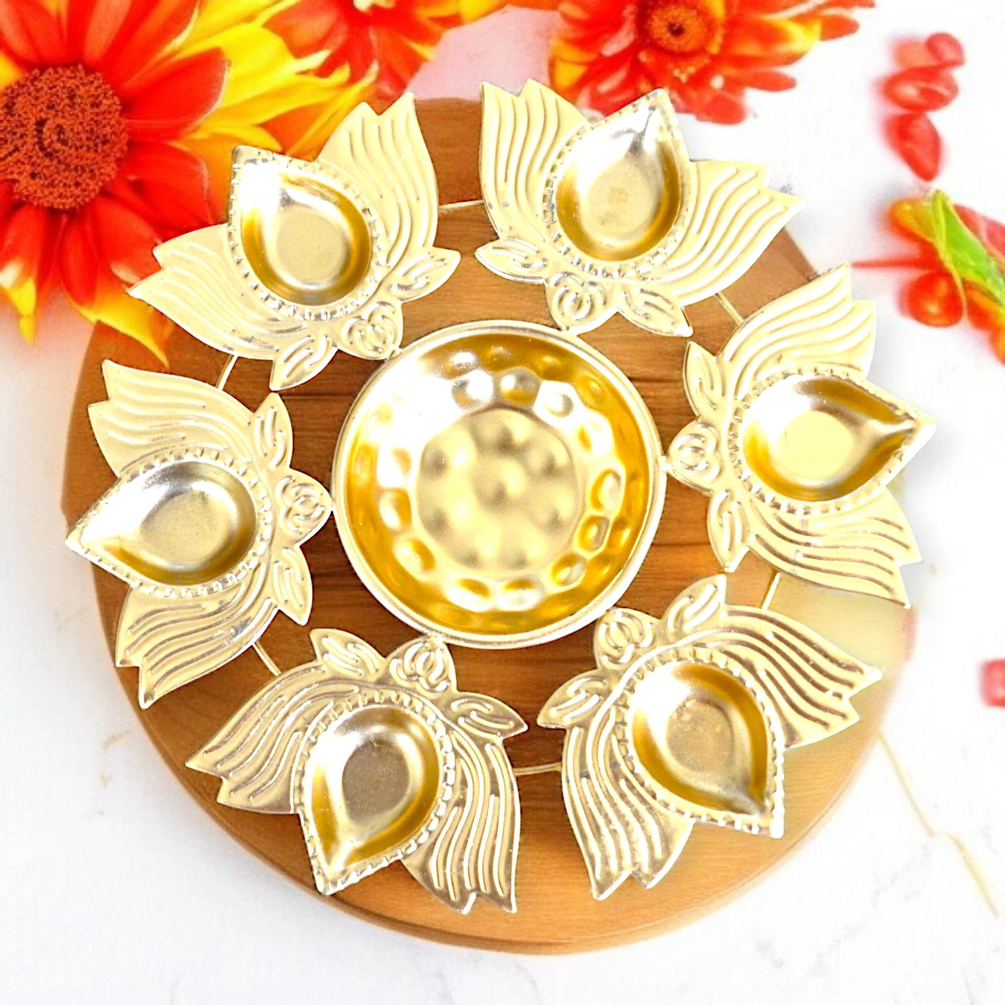 Metal Kamal Diya Urli For Festival Decorative set of 5 pc Secondary image