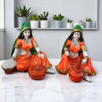 Polyresin Rajasthani Lady pair With Chakki Idol Showpiece