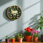 Hand-Painted Pichwai Divine Cow & Calf Wall Plate
