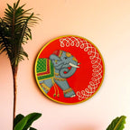 Hand Painted Pichwai Wooden Wall Plate-Elephant