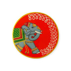 Hand Painted Pichwai Wooden Wall Plate-Elephant