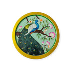 Hand-Painted Wooden Wall Plate-Regal Peacock Design