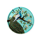 Wooden Hand-Painted Peacock Decorative Plate