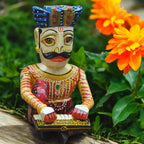 Wooden Hand-Painted Sitting Musician Figurine set of 5, 9 Inches