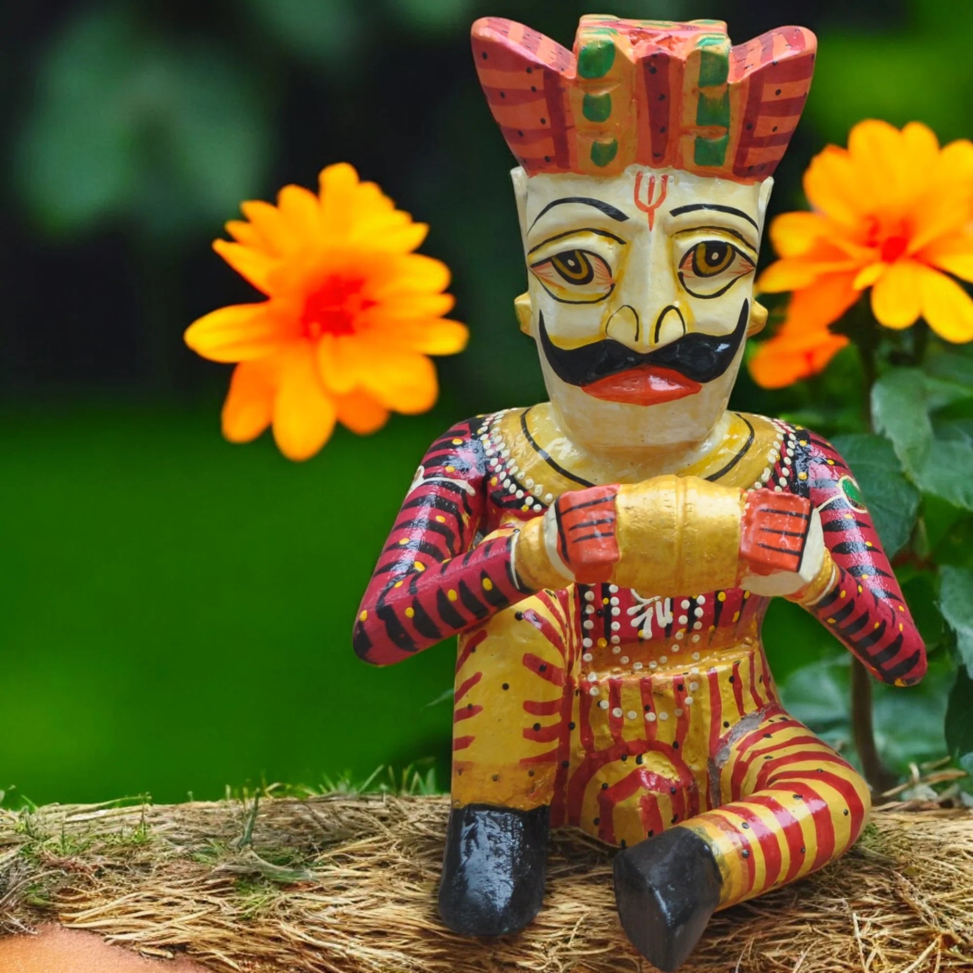 Wooden Hand-Painted Sitting Musician Figurine set of 5, 24 Inches Secondary image