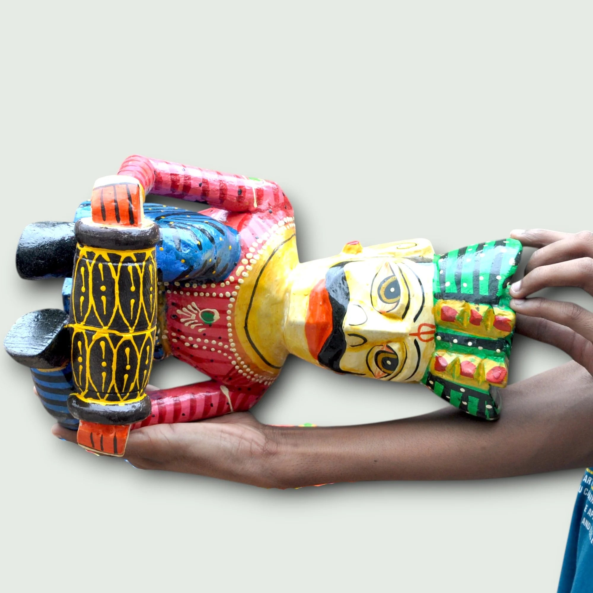 Wooden Hand-Painted Sitting Musician Figurine set of 5, 9 Inches