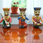Wooden Hand-Painted Sitting Musician Figurine set of 5, 12 Inches