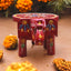 Wooden Hand Painted Small Elephant Stool - Red