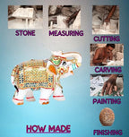 White Marble Elephant Statue Home Decor pair