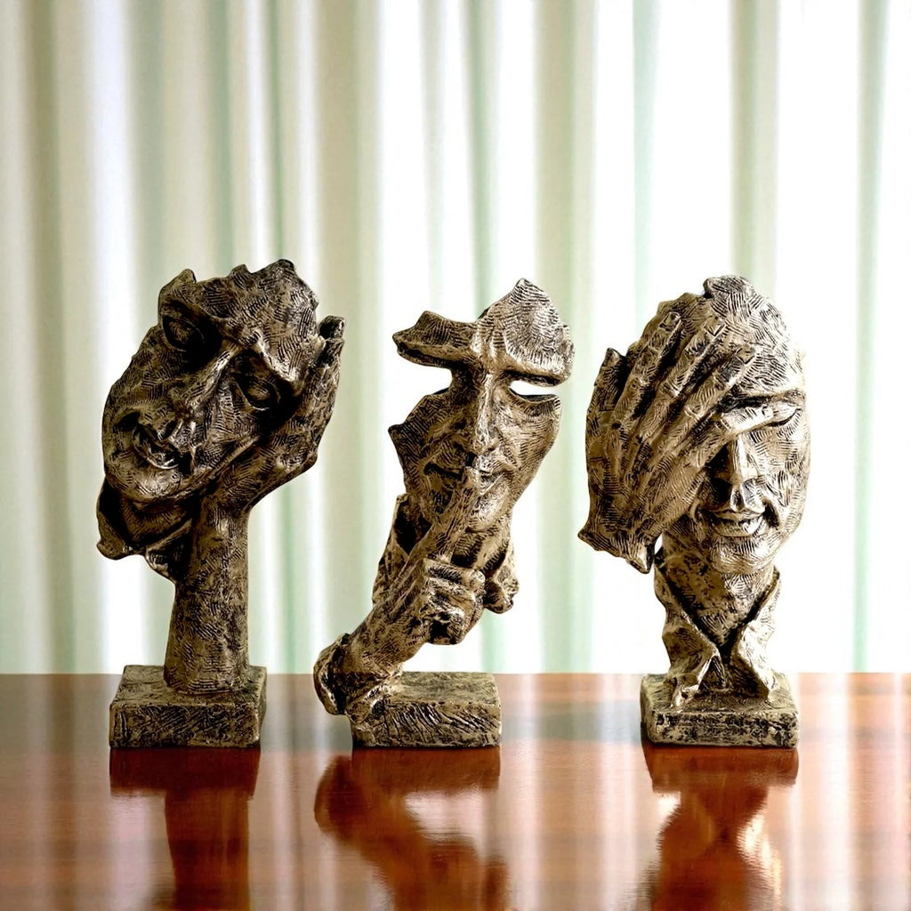 Polyresin Face Thinking Man Showpiece- 3 Pieces