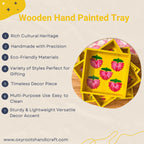 Wooden Hand Painted Serving Tray With Pink Flower Design