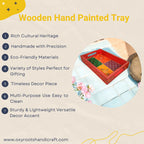 Wooden Hand Painted Serving Tray With Four Distinct Sections Design