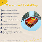 Wooden Hand Painted Serving Tray With Mandala Inspired Design
