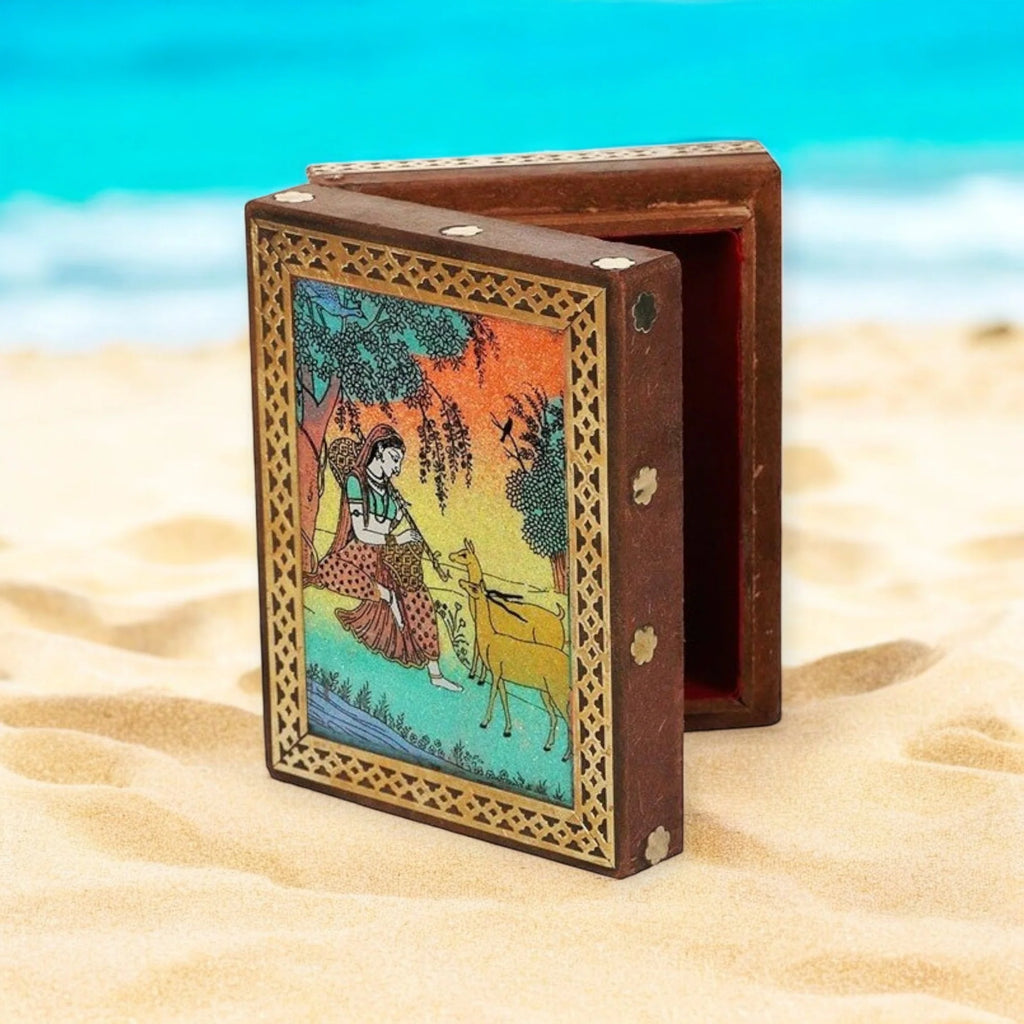 Wooden Jewellery Box With Gemstone Painting 3x4