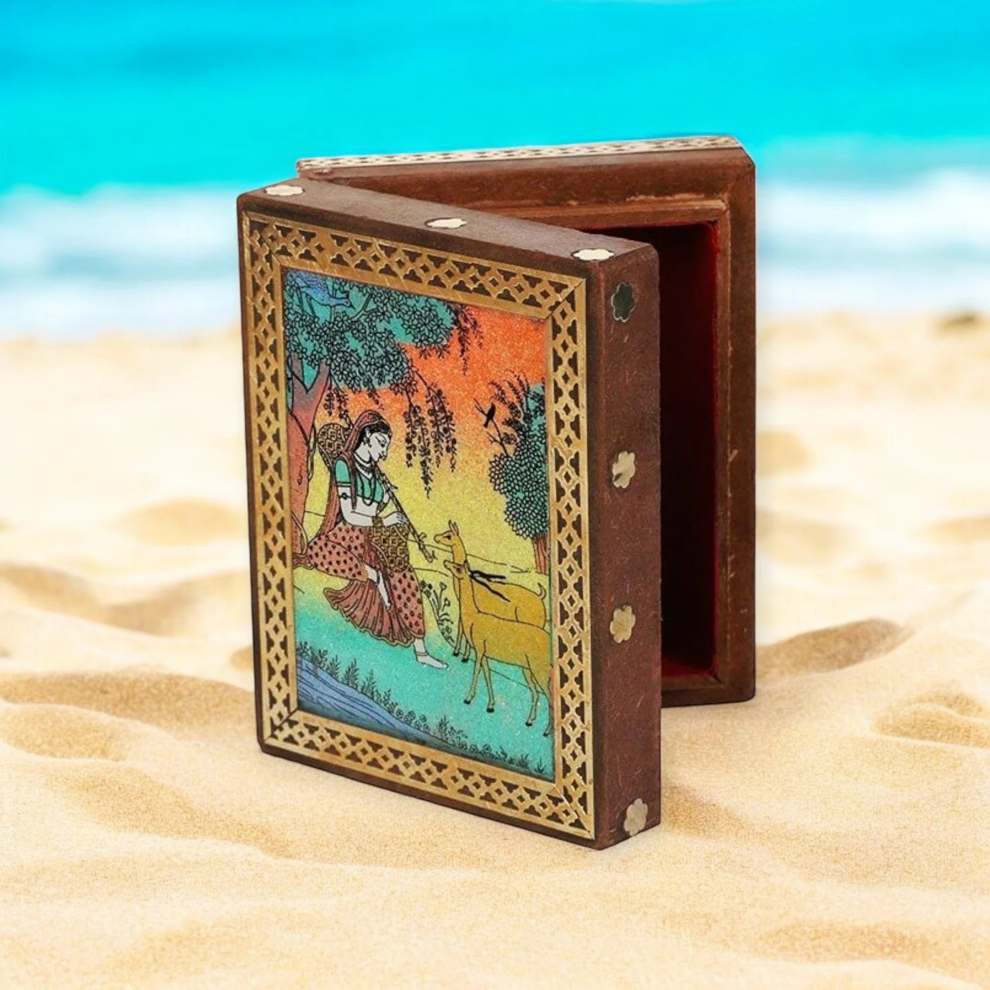 Wooden Jewellery Box With Gemstone Painting 3x4