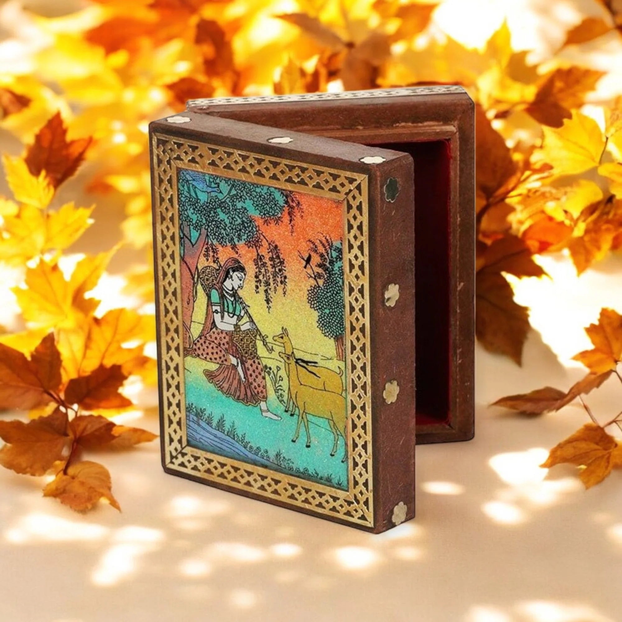 Wooden Jewellery Box With Gemstone Painting 3x4