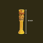 Wooden Antique Ashoka Stambh Pillar Showpiece In Red & Golden