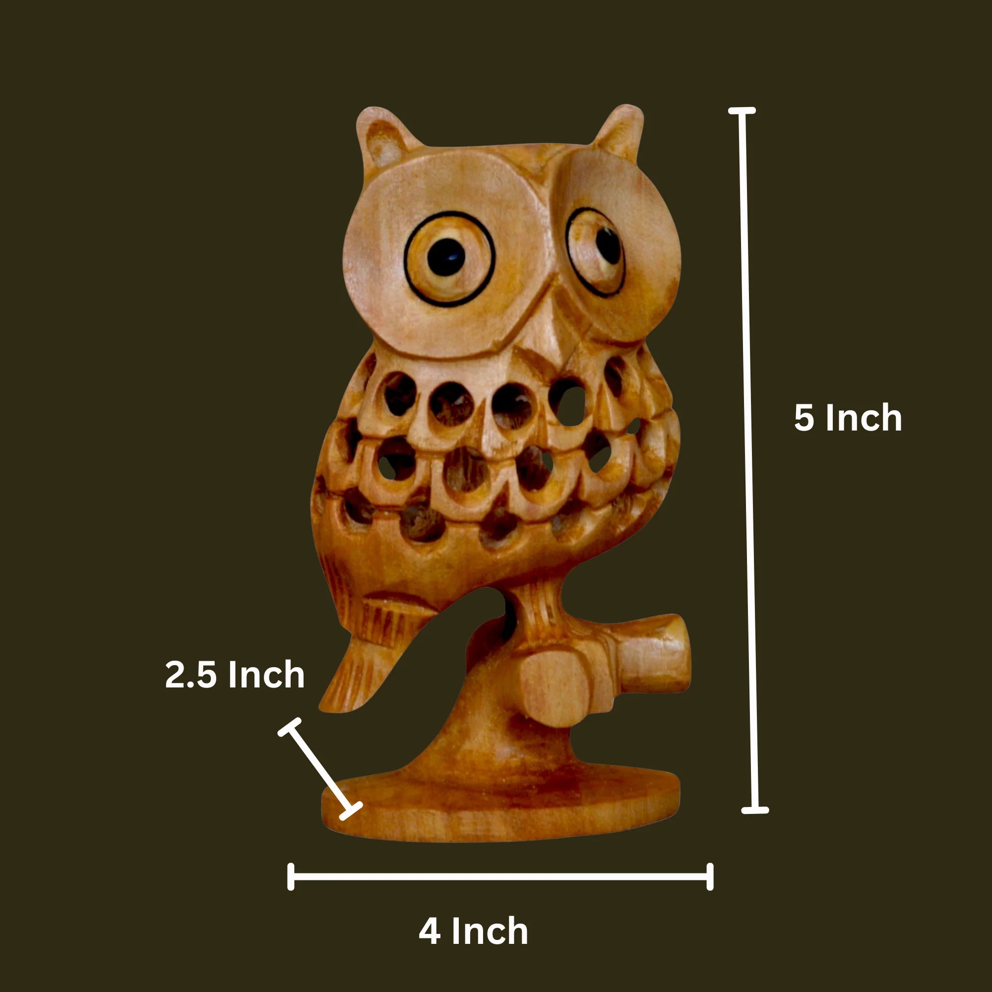 Wooden Carving Undercut Owl Statue