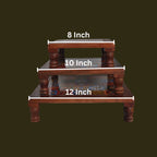 Wooden Chowki Decor With Ceramic Set of 3