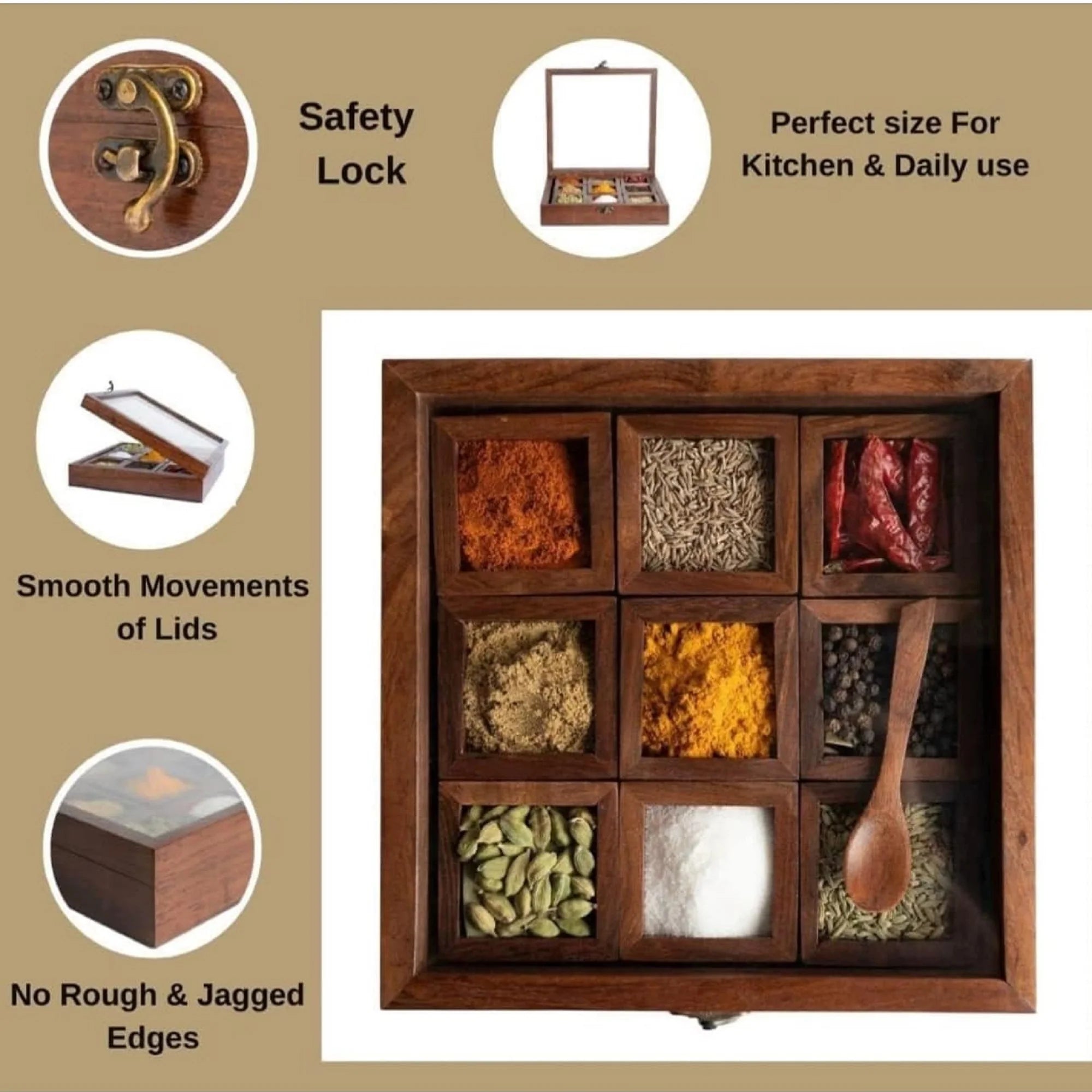 Wooden Container Spice 12 Box With Spoon Secondary image