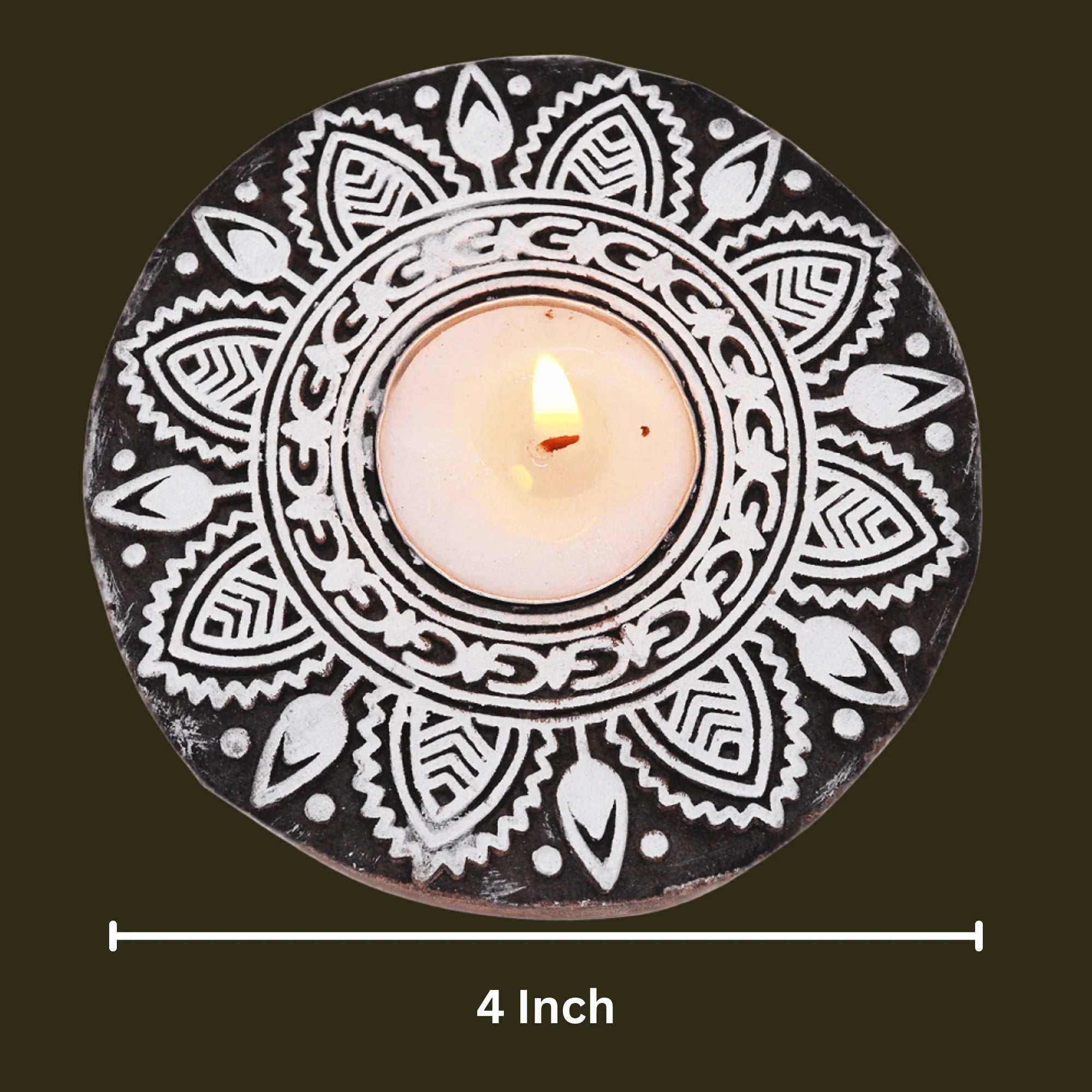 Wooden Hand Round Shape Diya pair