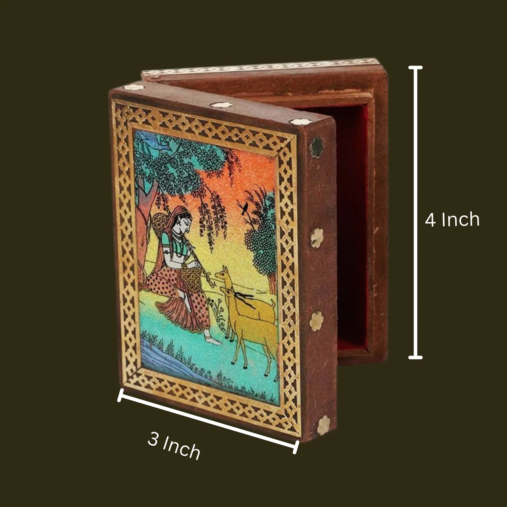 Wooden Jewellery Box With Gemstone Painting 3x4
