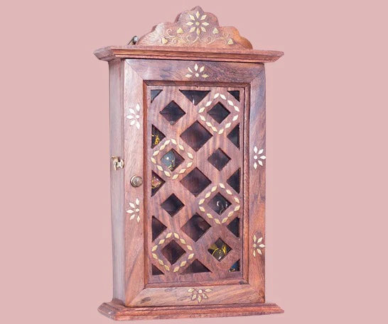 Wooden Brass Key Holder Useful Showpiece