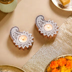 Wooden Hand block Shankh Shape Diya 2 pc