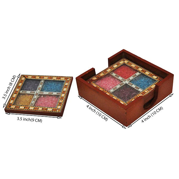 Wooden Gemstone Shisham Coaster Set Secondary image