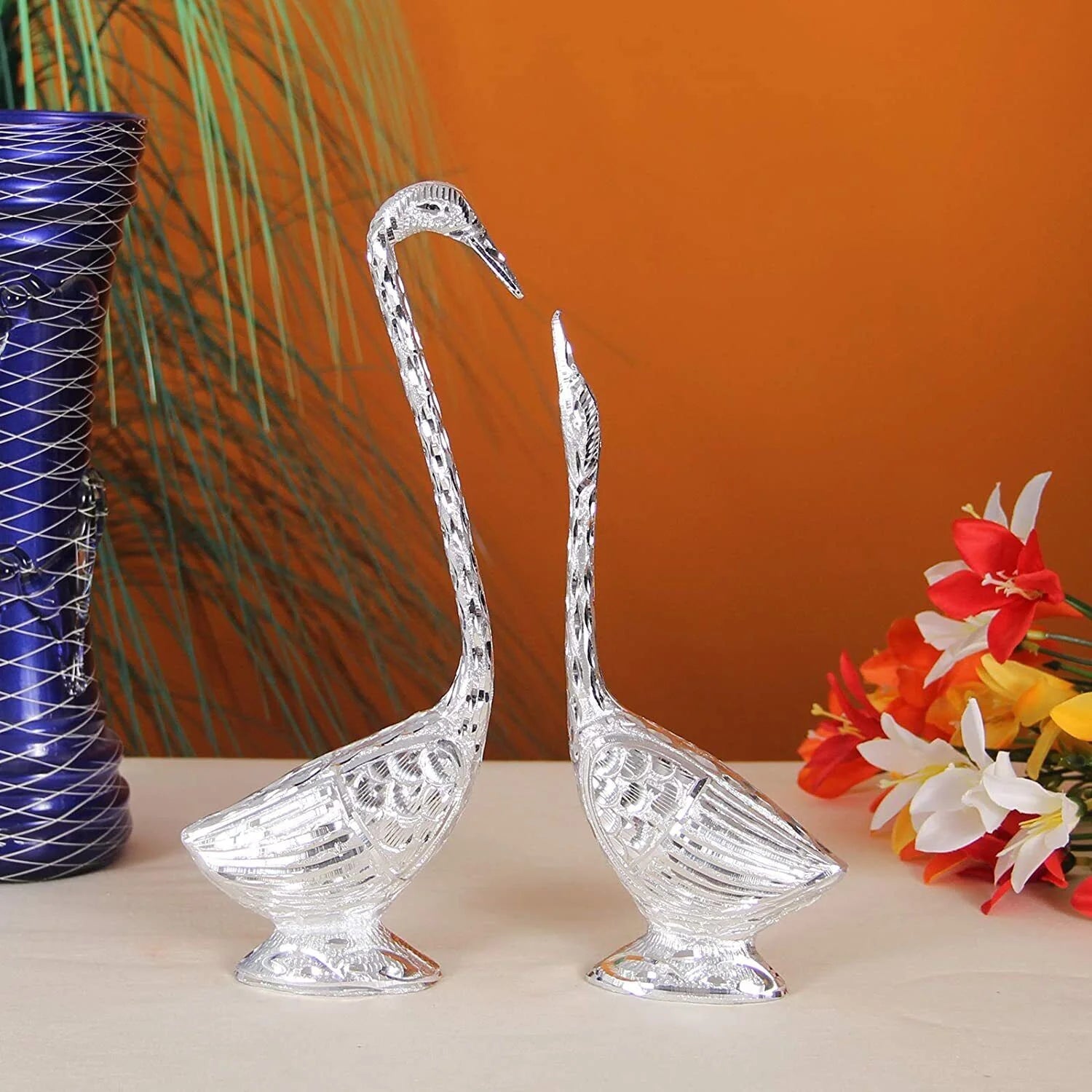 Beautiful Metal Pair Kissing Duck Showpiece - Set of 2 Main image